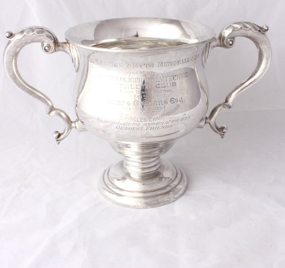Heavy Silver Woolwich Polytechnic Athletic Club Lawn Tennis Sports Trophy 1920.