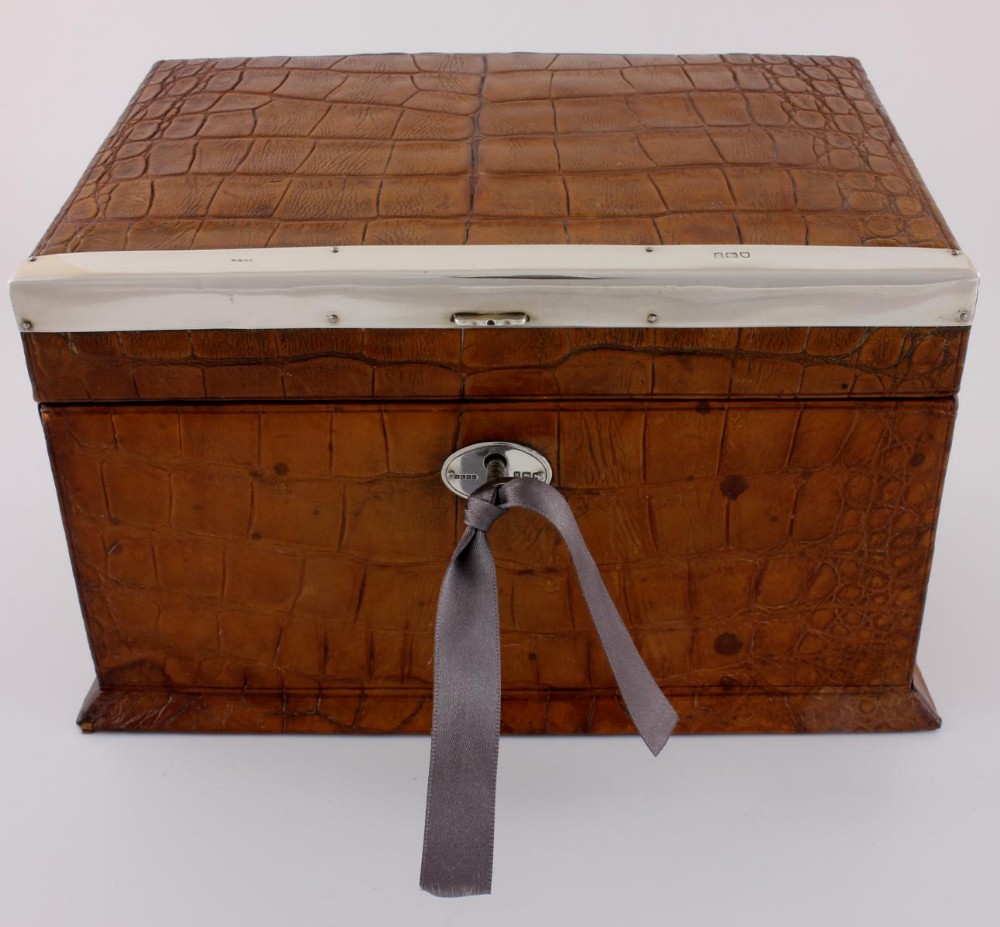 Croc Leather Silver De La Rue Stationery Box. R Wylie Hill Glasgow 1905.