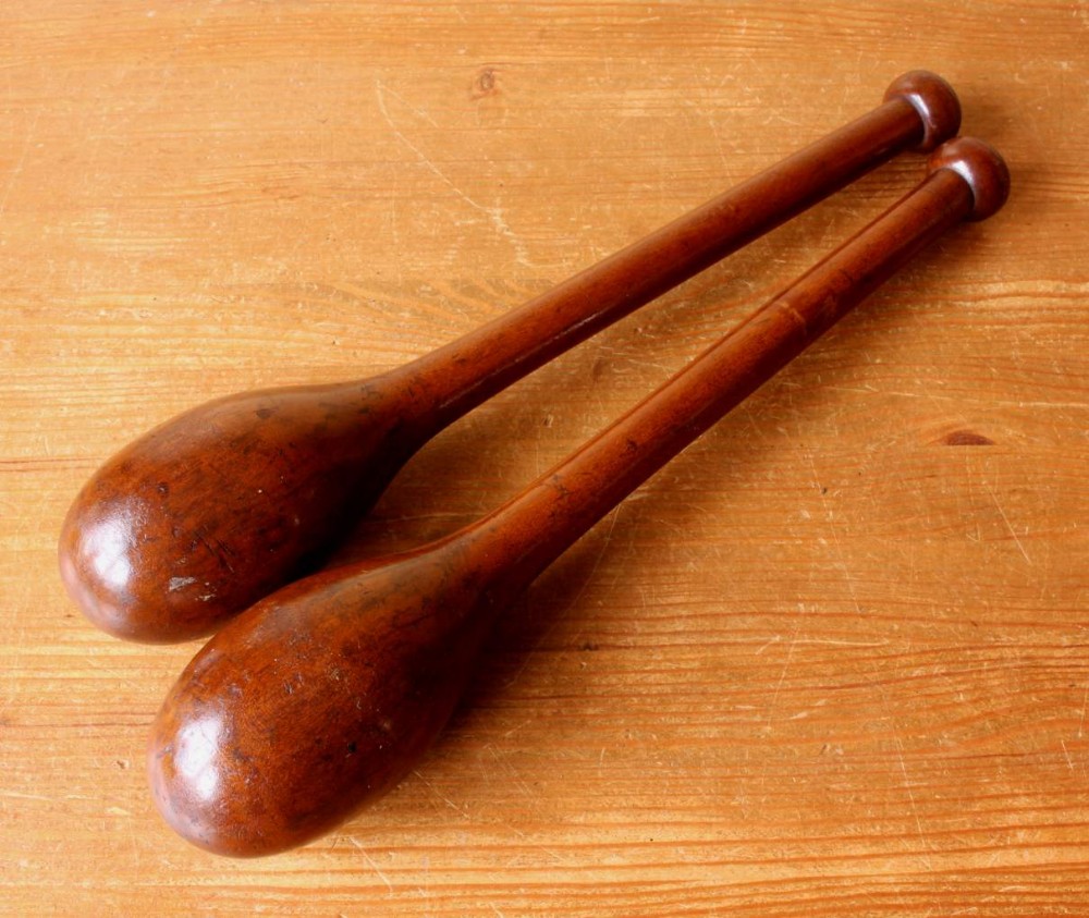 Pair Of Wooden Indian Clubs