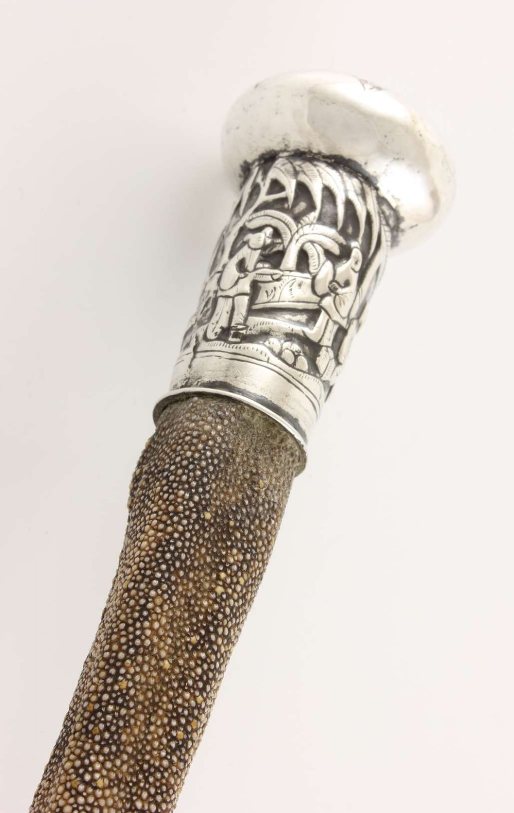 Chinese Silver Topped Stingray Tail Walking Stick.