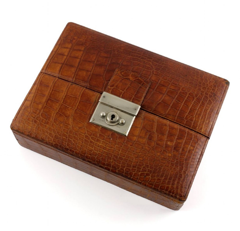 Croc Leather Jewellery Box Case By H. Greaves.
