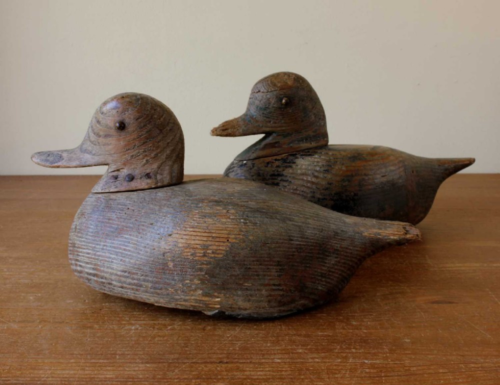 Two French Wooden Decoy Ducks.