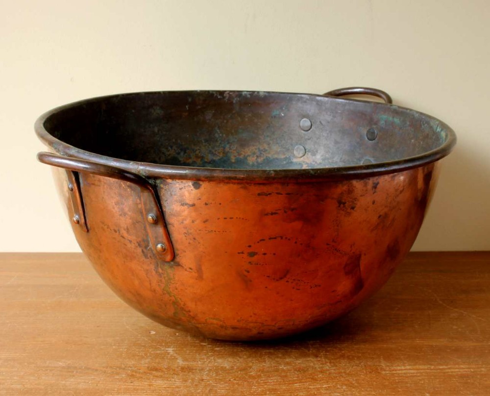 Large French Copper Chocolate Mixing Bowl.