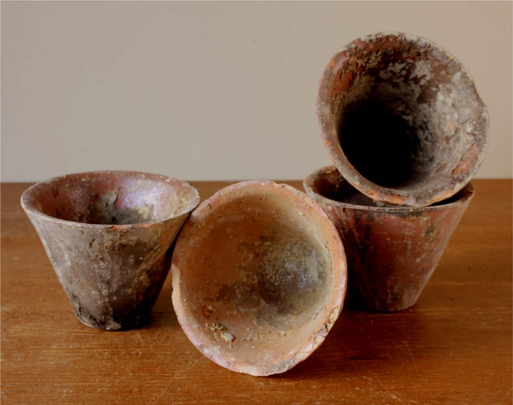 Four French Terracotta Resin Sap Pots, Garden Plant Pots.