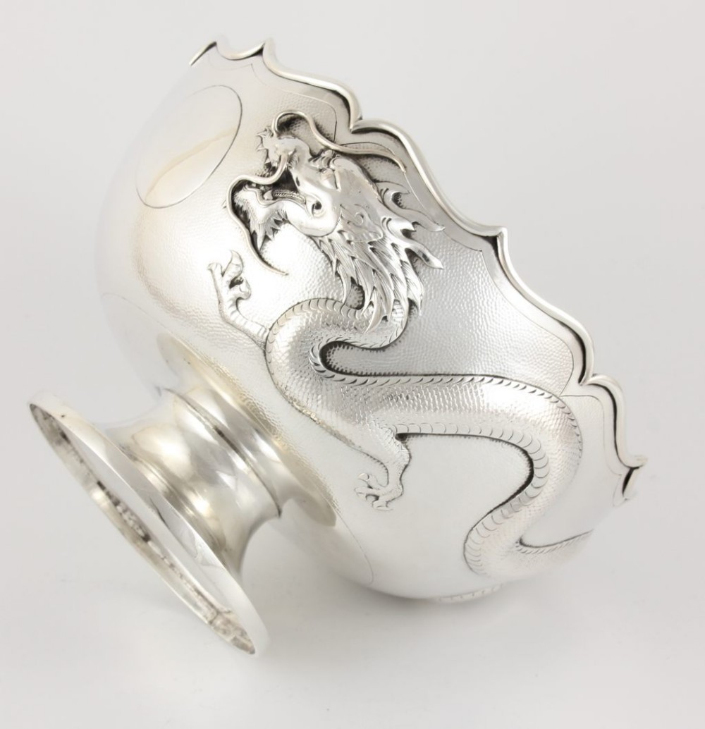Chinese Silver Dragon Bowl. Yatshing.