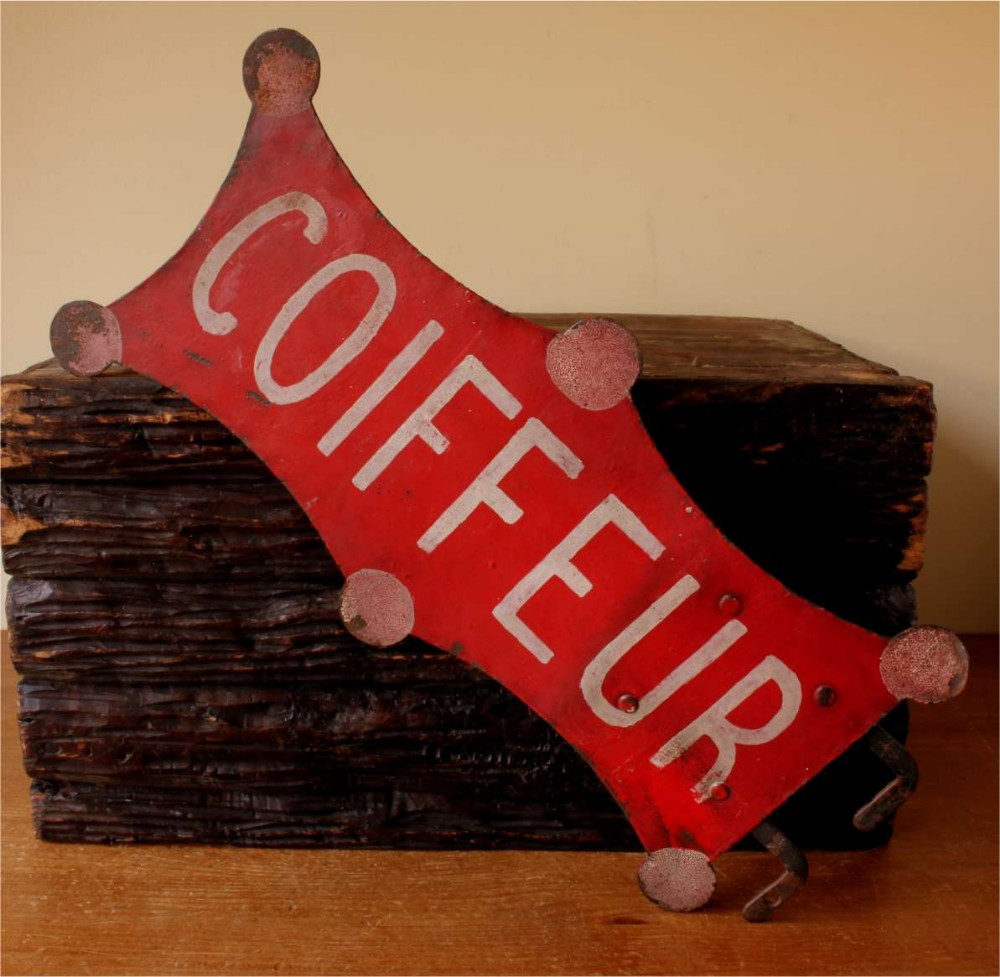 French Coiffeur Hairdresser Metal Sign. 