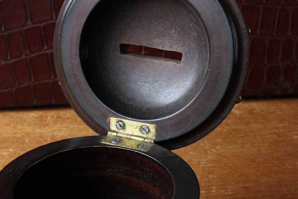 Victorian Studded Wood & Brass Money Box.  View III