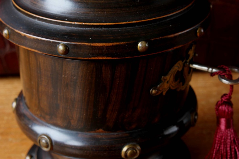 Victorian Studded Wood & Brass Money Box.  View X