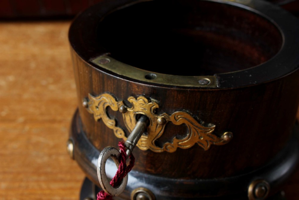 Victorian Studded Wood & Brass Money Box.  View XI