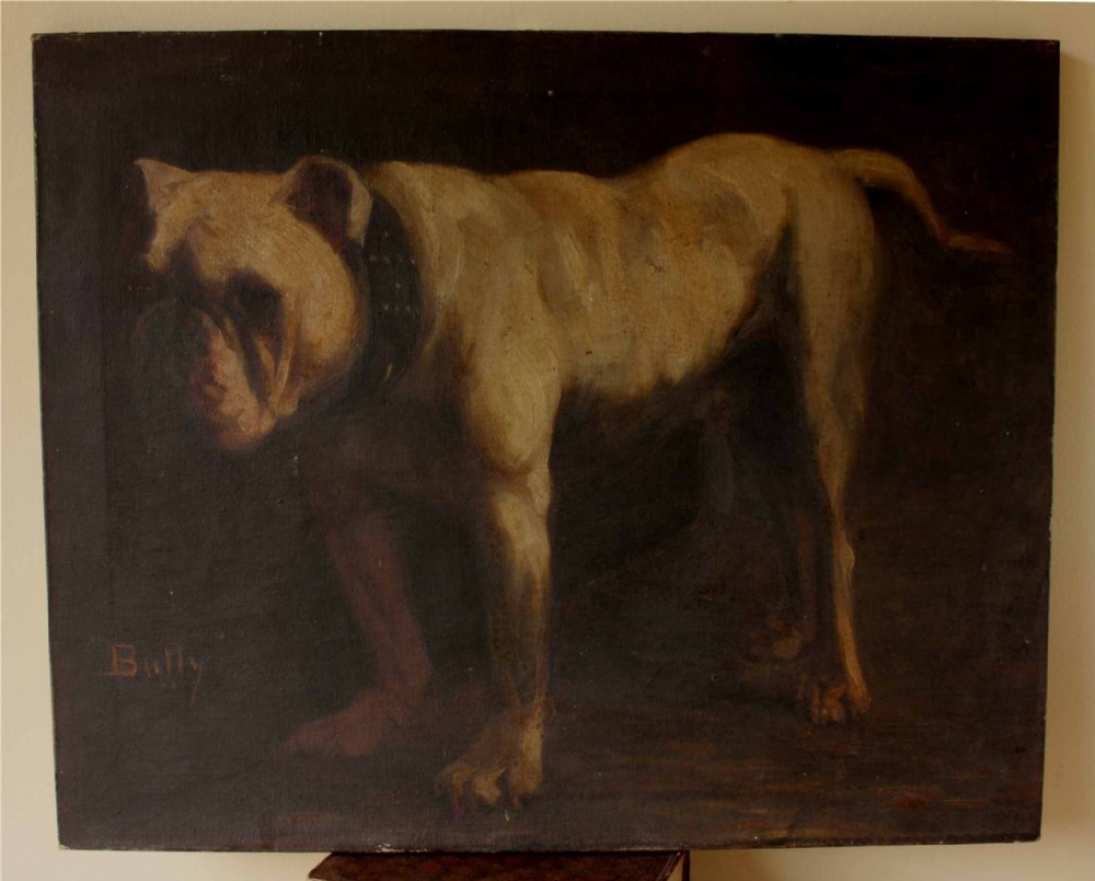 Victorian Bulldog Oil Painting. Bully