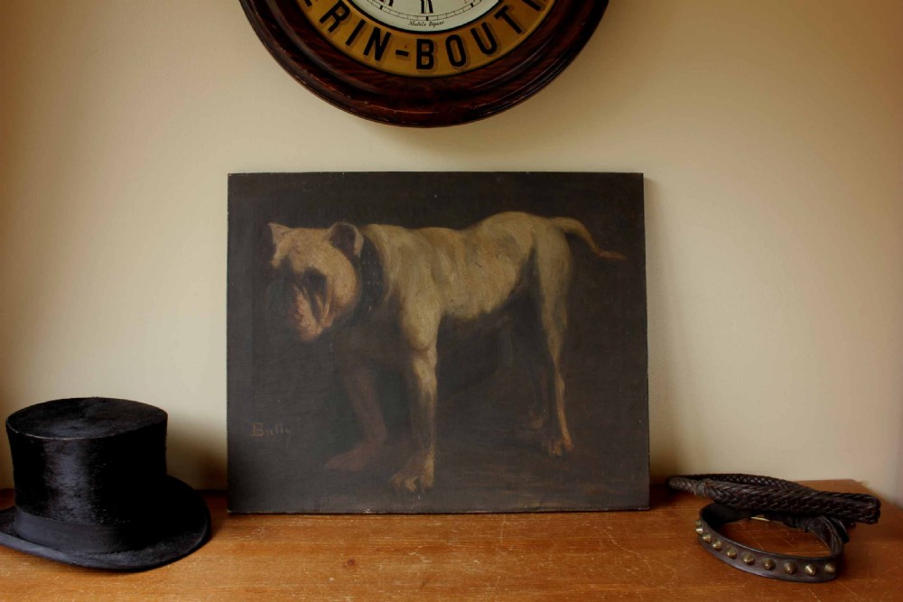 Victorian Bulldog Oil Painting. Bully View VII