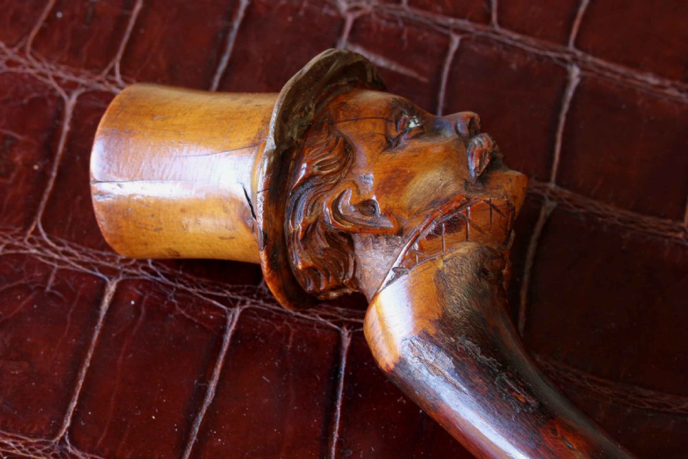 Carved Wood Gentleman Top Hat Walking Stick. View XVIII