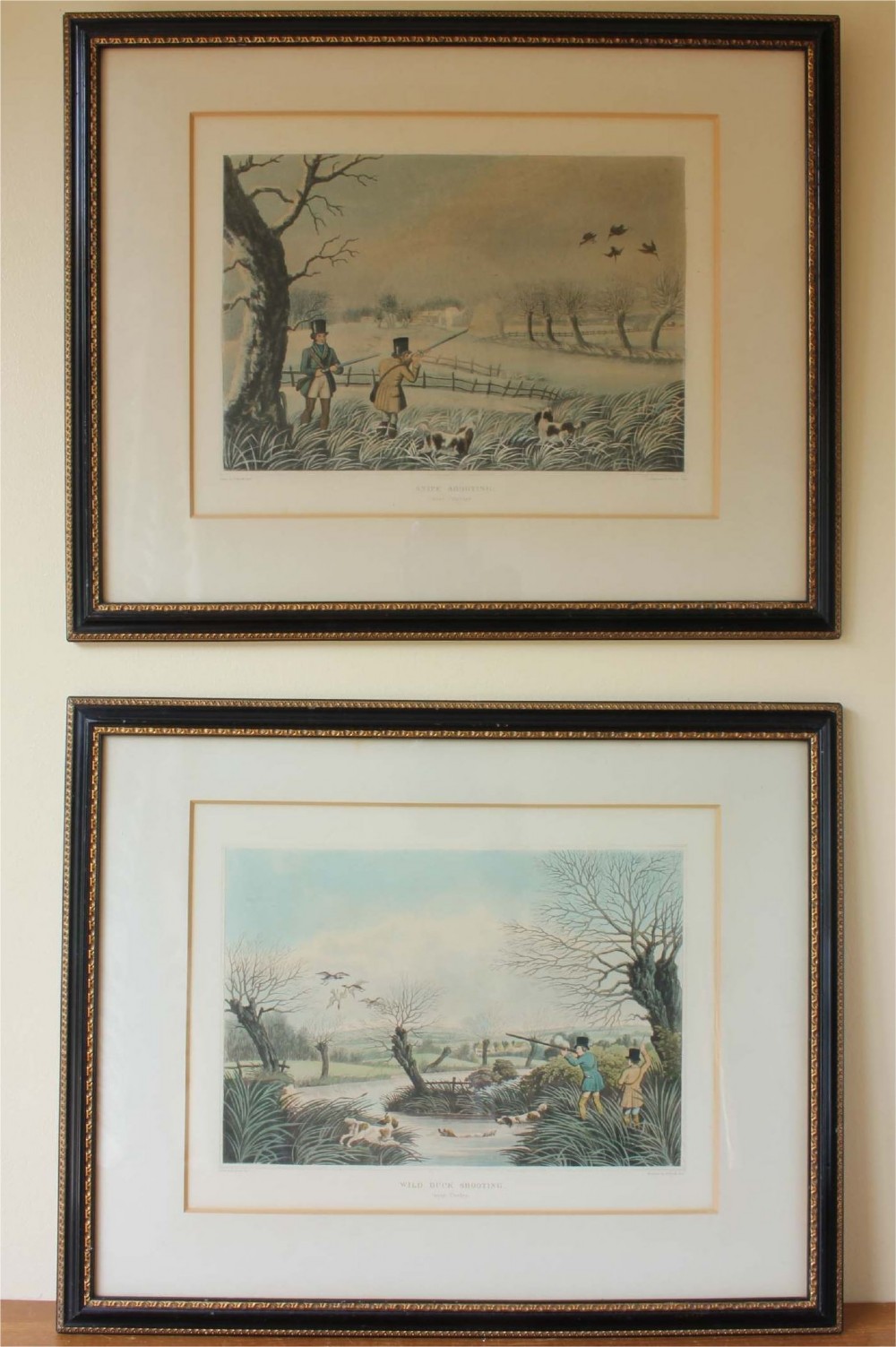 Snipe Shooting Near Uxbridge Wild Duck Shooting Near Cowley Hand Colour Lithographs.