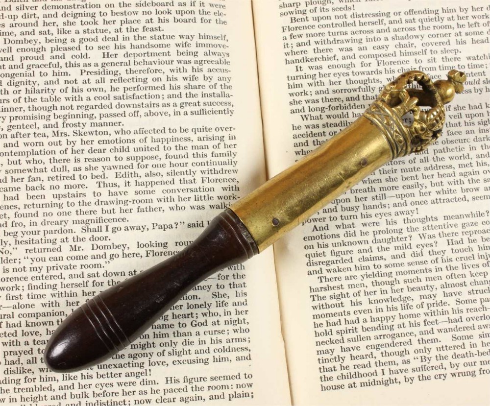 Georgian Brass & Wood Tipstaff. Antique Crown Court Warrant Issuer.