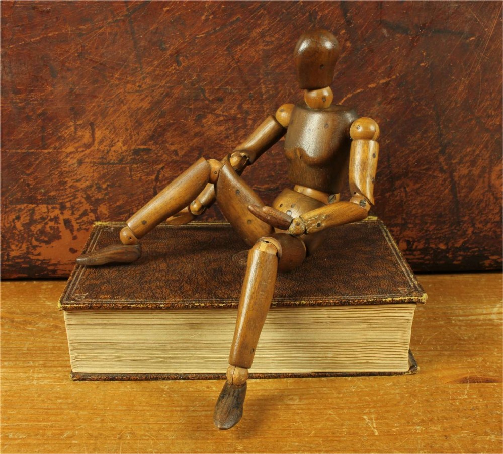 Antique Italian Artist Lay Figure. Small Wood Articulated Mannequin Doll.
