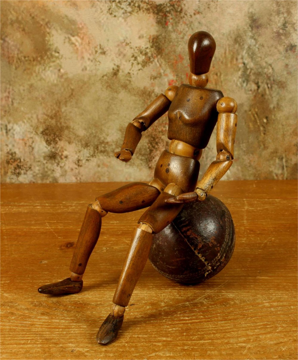 Antique Italian Artist Lay Figure. Small Wood Articulated Mannequin Doll. View X