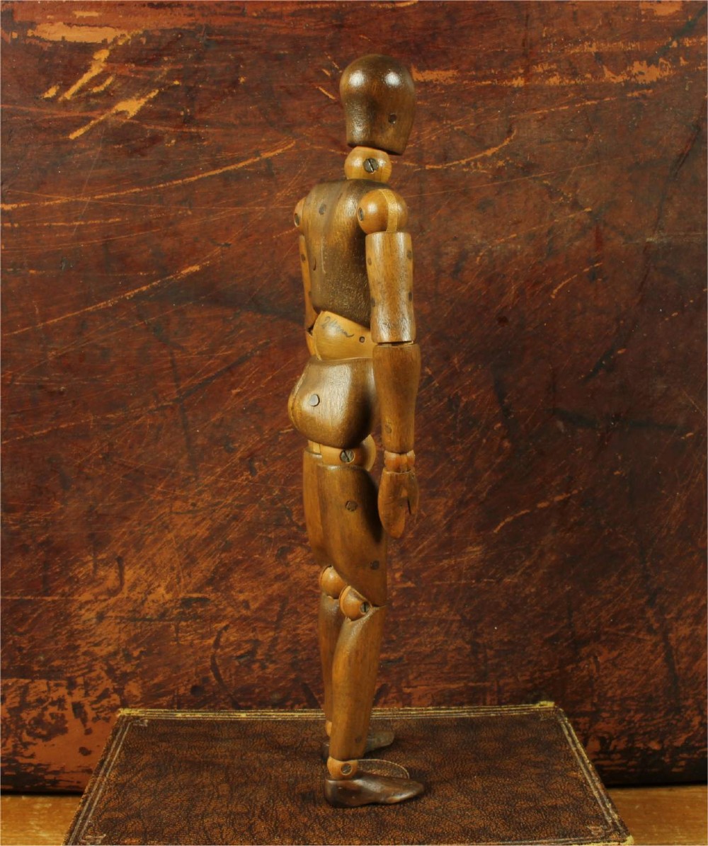 Antique Italian Artist Lay Figure. Small Wood Articulated Mannequin Doll. View XI