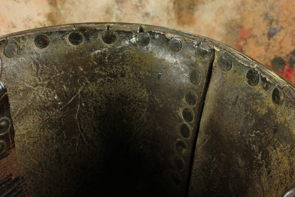 Antique Leather Fire Bucket. Hepburn and Gale Studded Paper Basket. View V