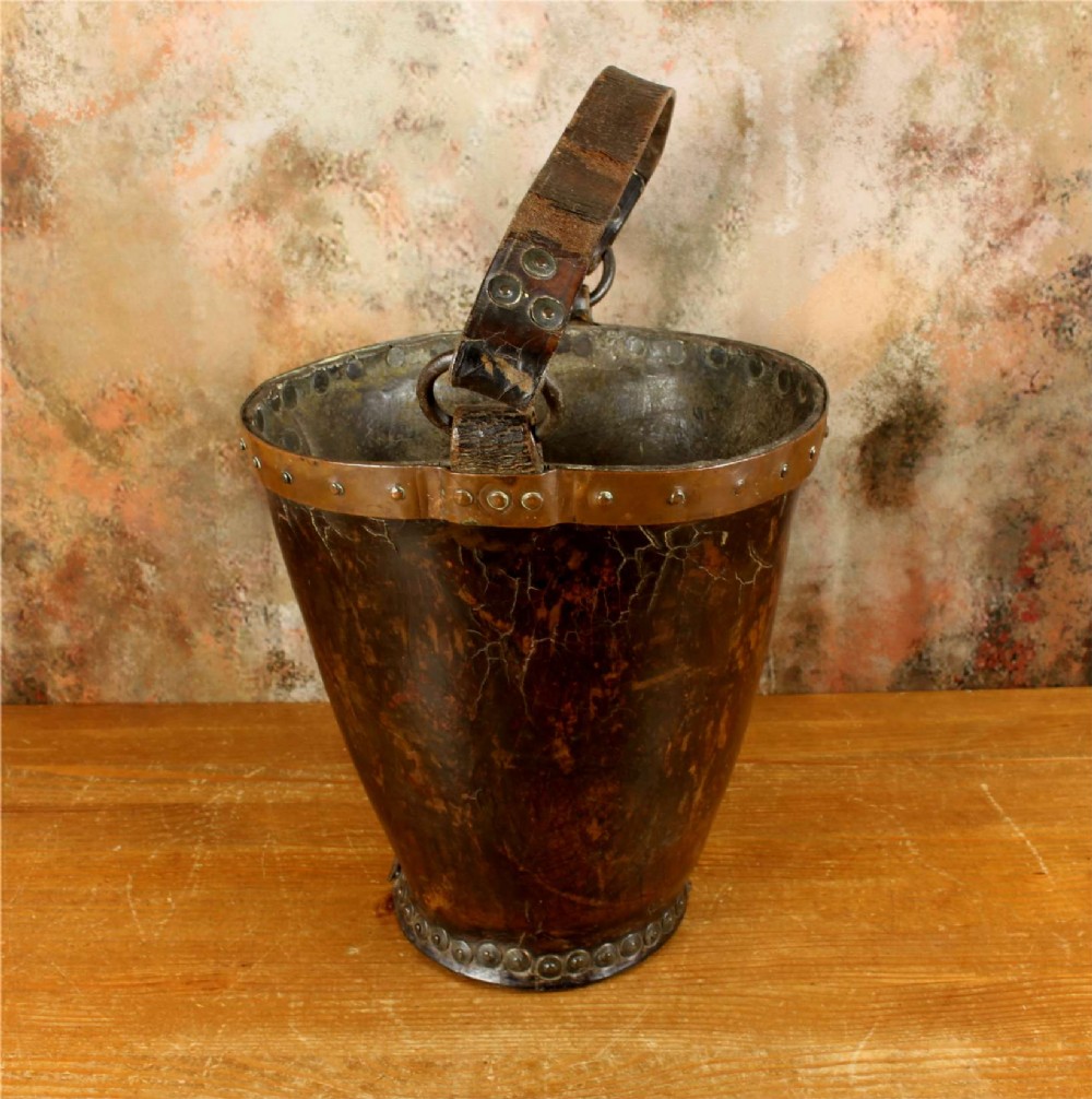Antique Leather Fire Bucket. Hepburn and Gale Studded Paper Basket. View XIII
