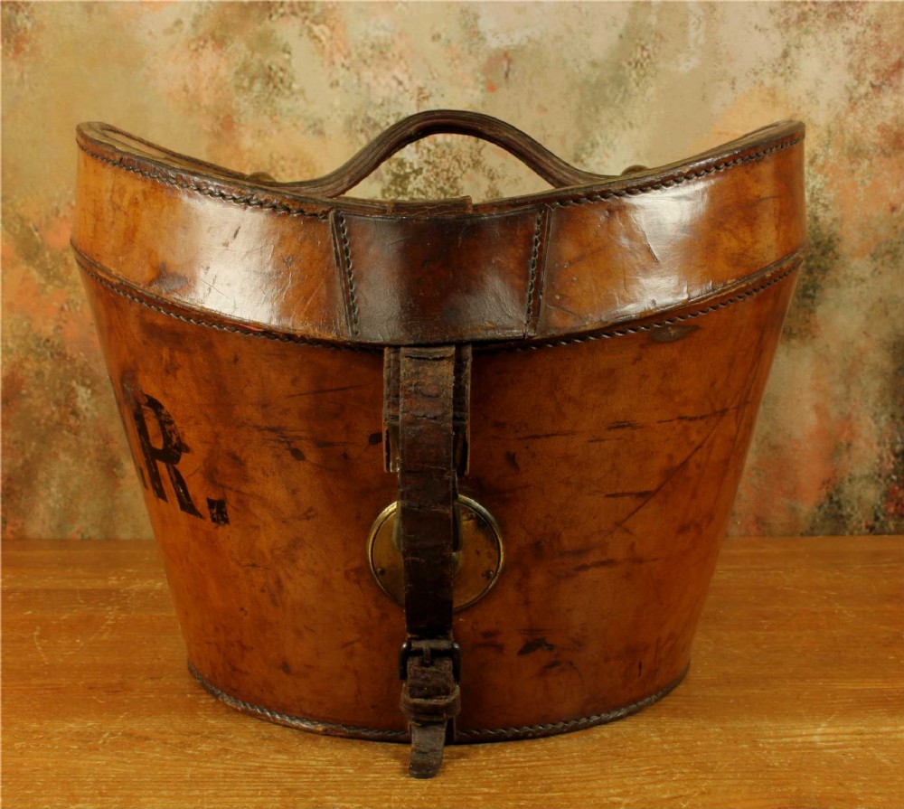 Antique Leather Top Hat Case. Victorian Topper Hat Storage Box.