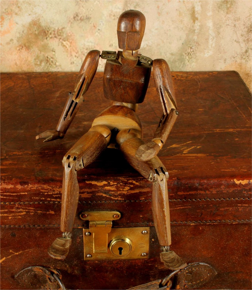 Antique Wooden Lay Figure Mannequin. Wood Articulated Artist Doll. c1930.