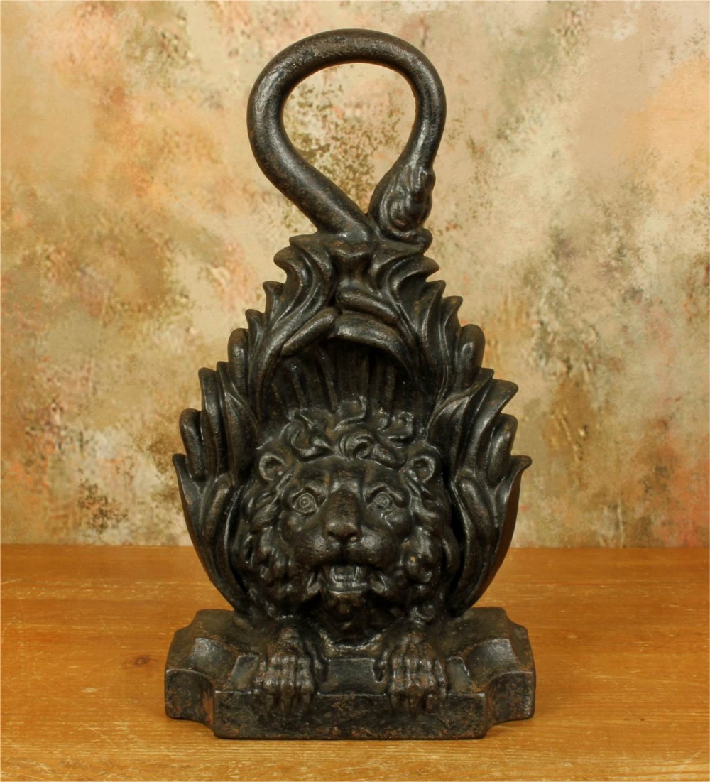 Victorian Cast Iron Lion Door Stop. Antique Doorstop Door Porter. c1860.