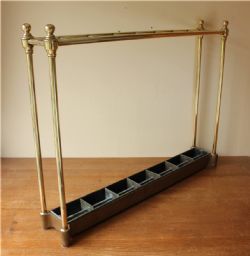 NARROW VICTORIAN BRASS WALKING STICK UMBRELLA STAND