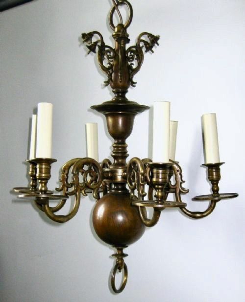 C1880 a Bronze Six Arm Chandelier