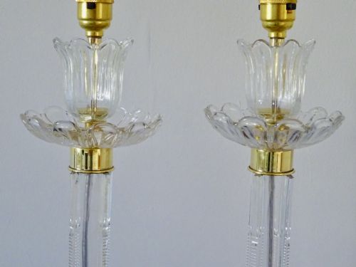 fig 1. PAIR TALL GLASS VICTORIAN LAMPS