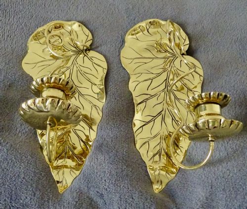 A Pair of Art Nouveau Brass Candle Sconces