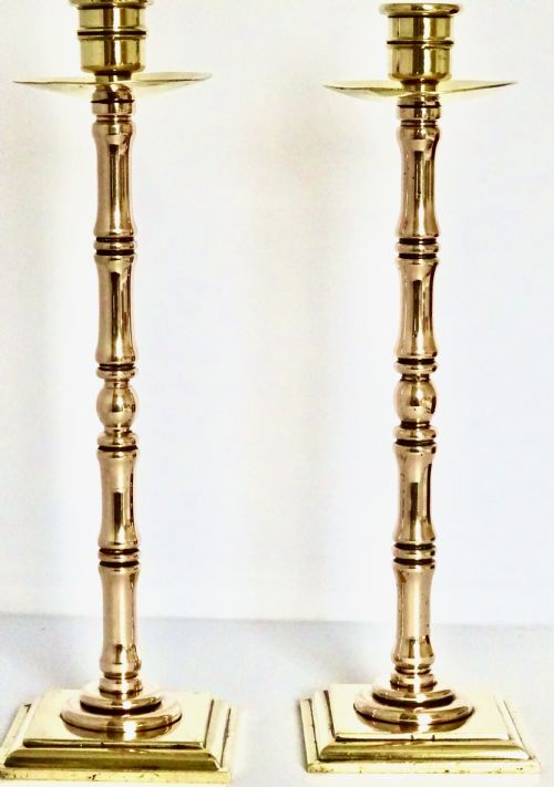 fig 1. PAIR VICTORIAN BRONZE AND BRASS CANDLESTICKS