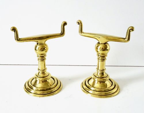 A Pair of Heavy, Solid Brass Fire Dogs
