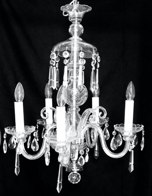 A Five Arm Glass Chandelier