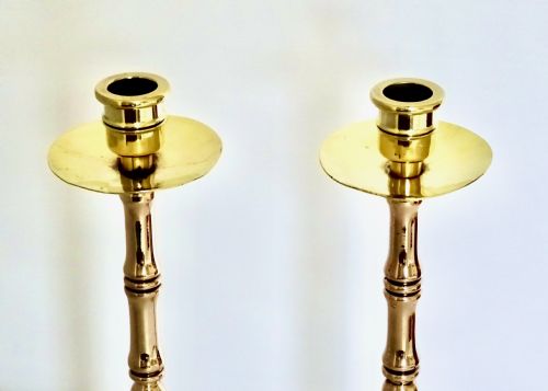 fig 2. PAIR VICTORIAN BRONZE AND BRASS CANDLESTICKS