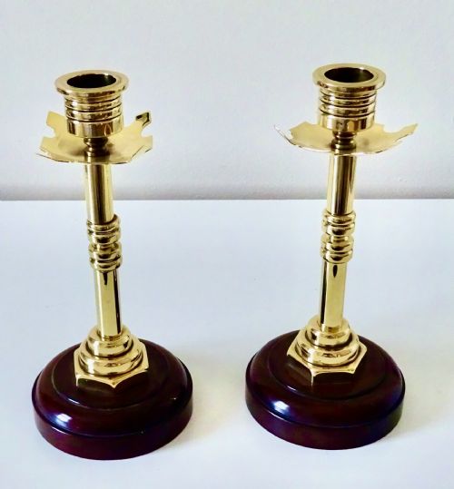 Pair 1920'S Brass Candlesticks