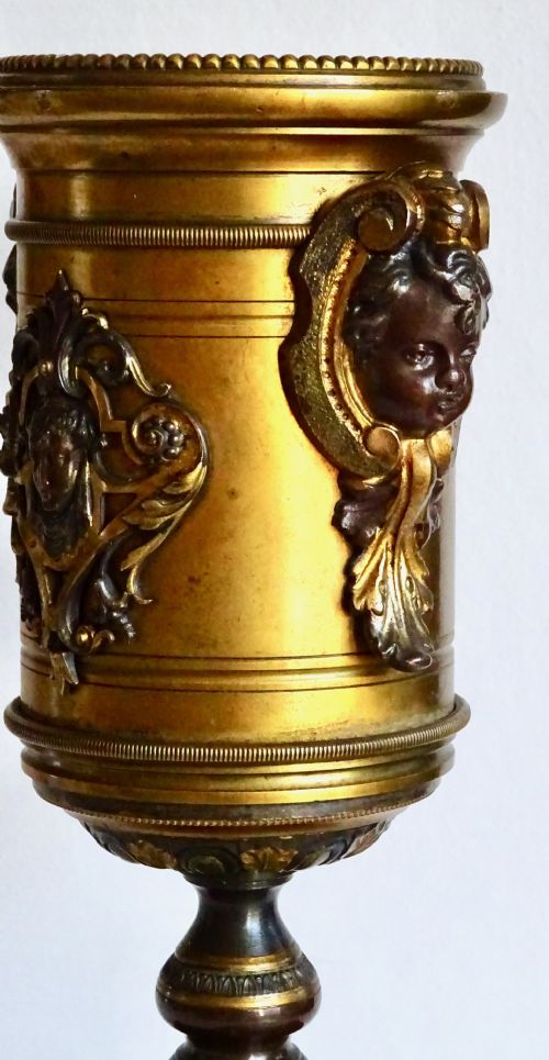 fig 1. A PAIR OF VICTORIAN BRONZE CHERUB VASES