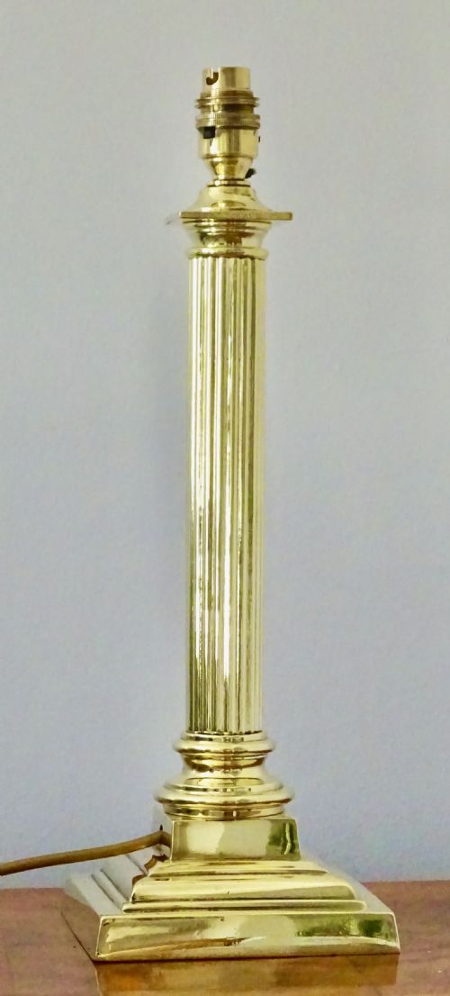 A Victorian Brass Corinthian Column Lamp