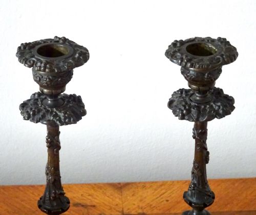 fig 1. A PAIR OF VICTORIAN BRONZE CANDLESTICKS