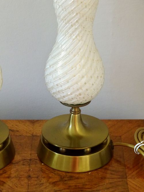 fig 1. PAIR OF GLASS AND BRASS LAMPS