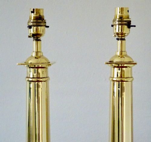 fig 1. PAIR BRASS COLUMN LAMPS