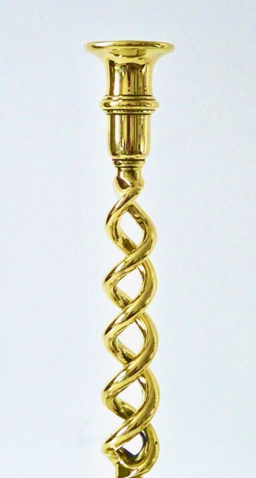 fig 1. A PAIR OF  BRASS  BARLEY TWIST CANDLESTICKS
