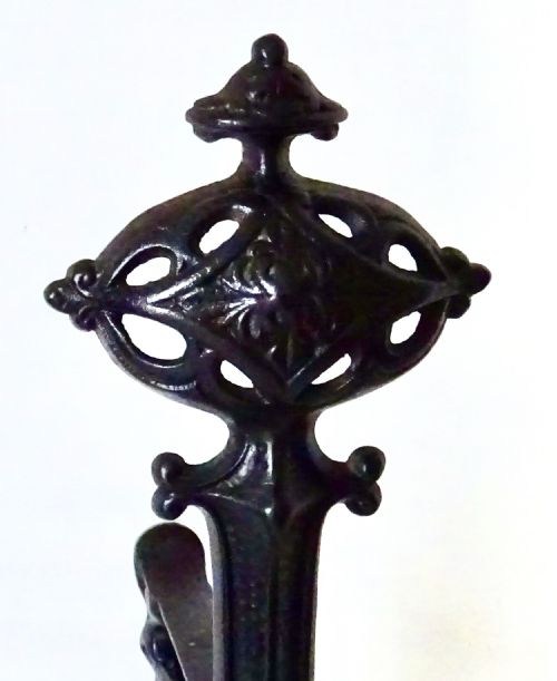 fig 1. PAIR ARTS AND CRAFTS CAST IRON FIRE DOGS