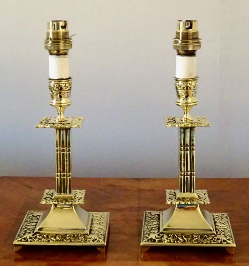 Pair Small Brass Table Lamps