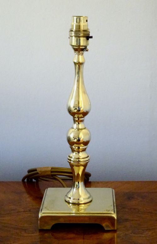 Early 20thc Heavy Brass Lamp