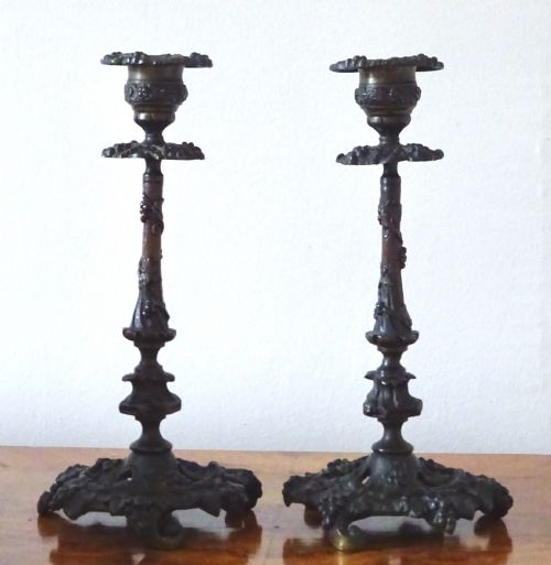 A Pair of Victorian Bronze Candlesticks