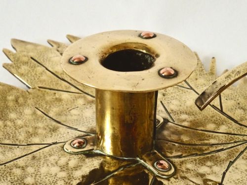 fig 1. ARTS AND CRAFTS LEAF SHAPED BRASS AND COPPER CANDLE HOLDER