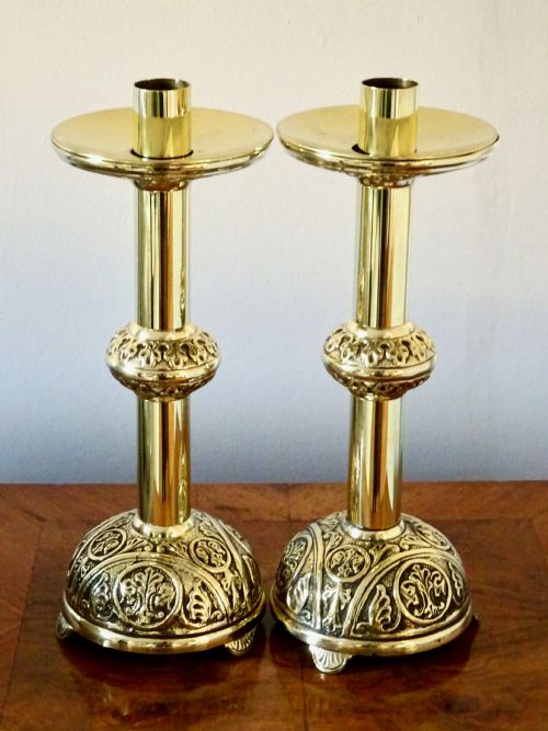 Pair Early 20thc Brass Candlesticks