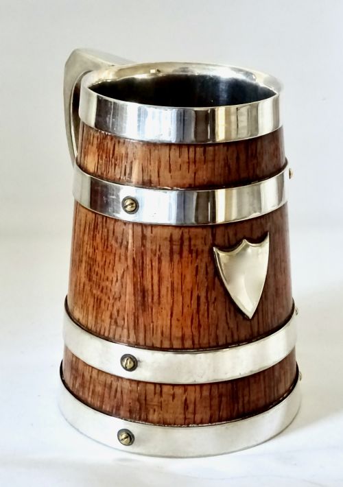 fig 2. MAPPIN & WEBB OAK AND SILVER PLATED TANKARD