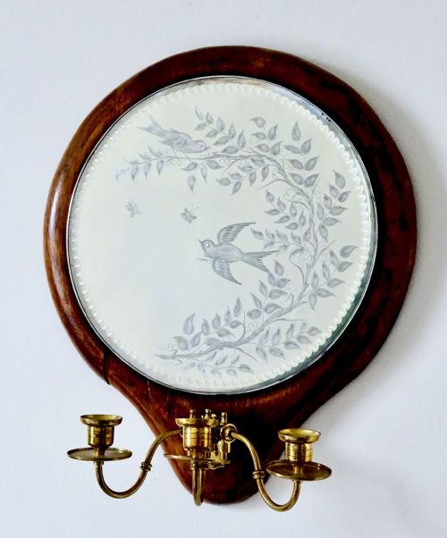 Pair Girandoles with Birds and Butterflies