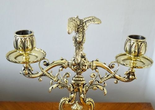 fig 2. 1887 - A BRASS CANDELABRA WITH A PARROT ON THE TOP